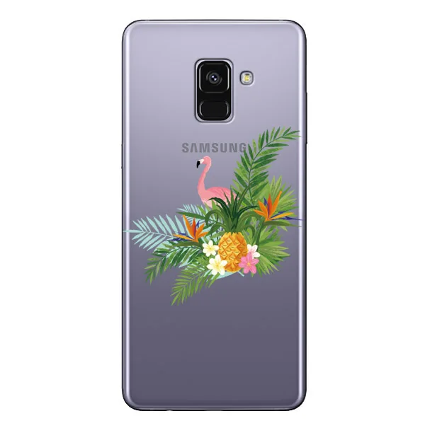 Чехлы для телефонов Samsung A6 A8 Plus 2018 чехол Фламинго Мягкий ТПУ Модный цветочный
