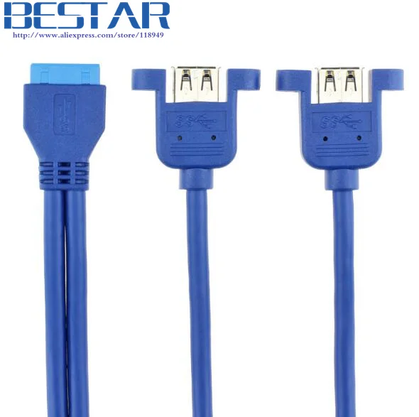 Двойной порт USB 3 0 Женский Винт крепление типа панели к материнской плате 20Pin