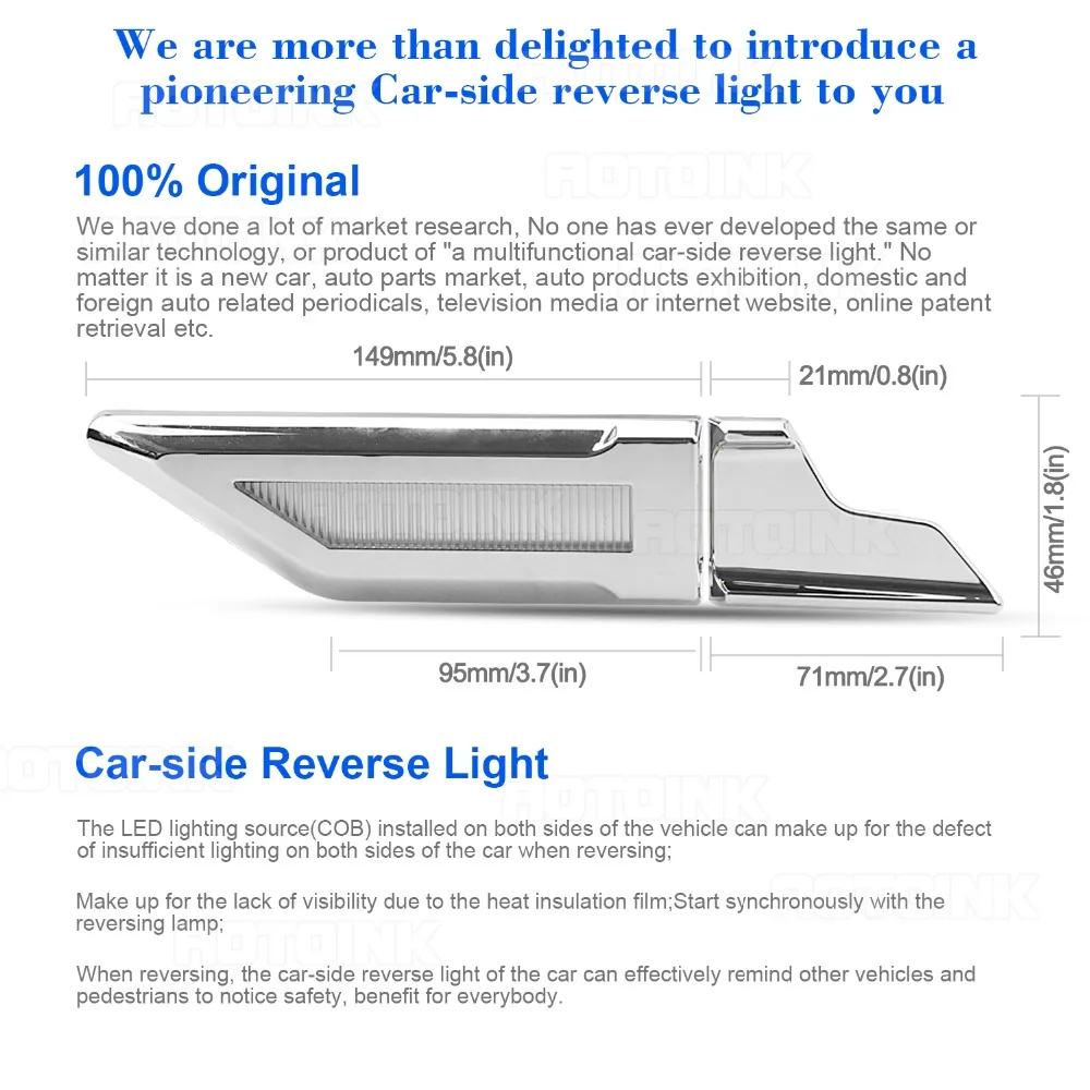 AOTOINK 3 Functions LED Car Side DRL Daytime Running Light Turn Signal Reversing Anti-collision Warning For All | Автомобили и