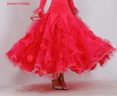 hot pink skirt Для взрослых костюмы для бальных танцев костюм одежда с длинным рукавом Топы+ юбка большого размера 2 шт./компл. для Для женщин, латинских танцев; вальса; Танго; танцевальный костюм для выступлений - Цвет: hot pink skirt