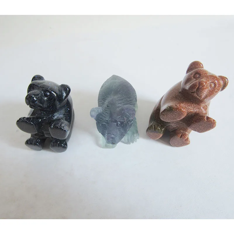 MJP ручной резной прекрасный натуральный камень флюорит и золотой песок кварцевый