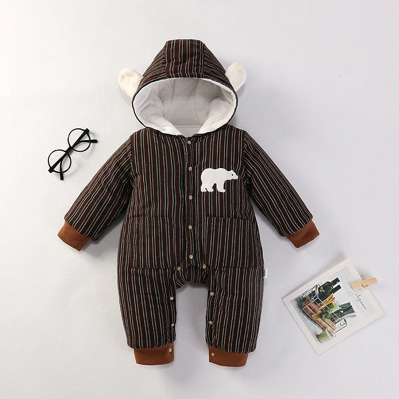 Комбинезон для малышей зимняя одежда новорожденных мальчиков и девочек теплый
