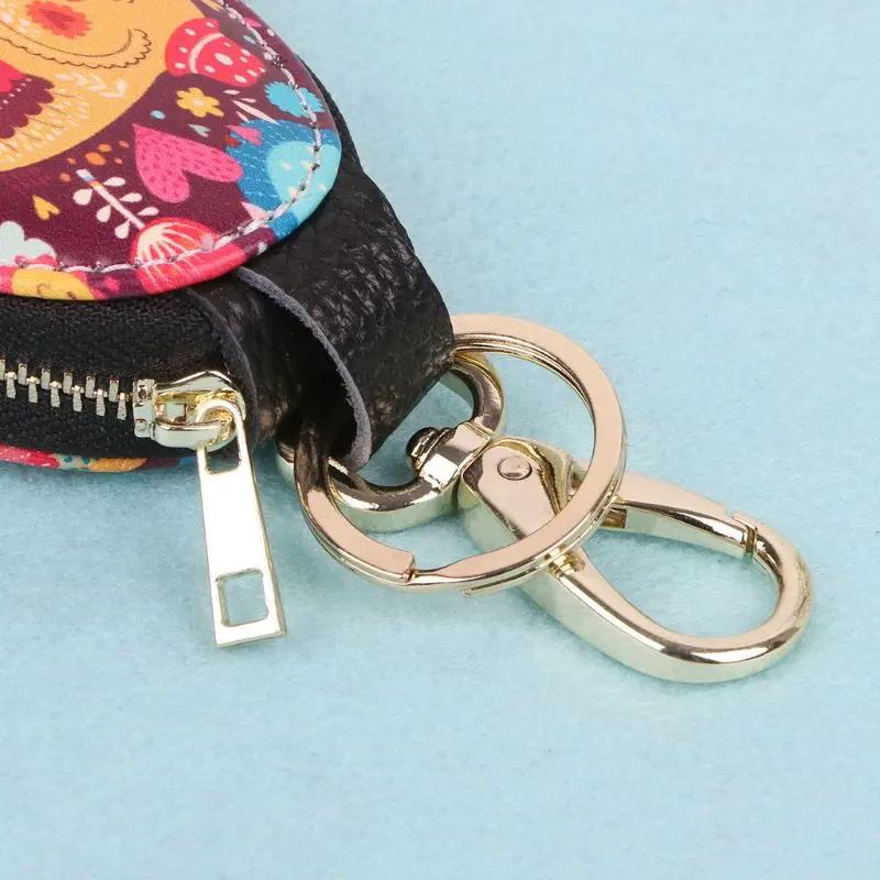 

Men Women Leather Car Key Holder Cartoon Printing Keychain Wallet Case Pouch Purse Key Bag