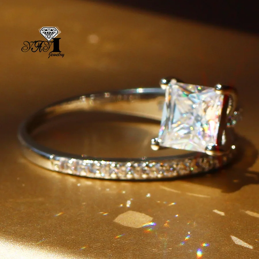 YaYI Jewelry Fashion Princess Cut 3.2CT White Zircon Silver Color Engagement Rings wedding Party | Украшения и аксессуары