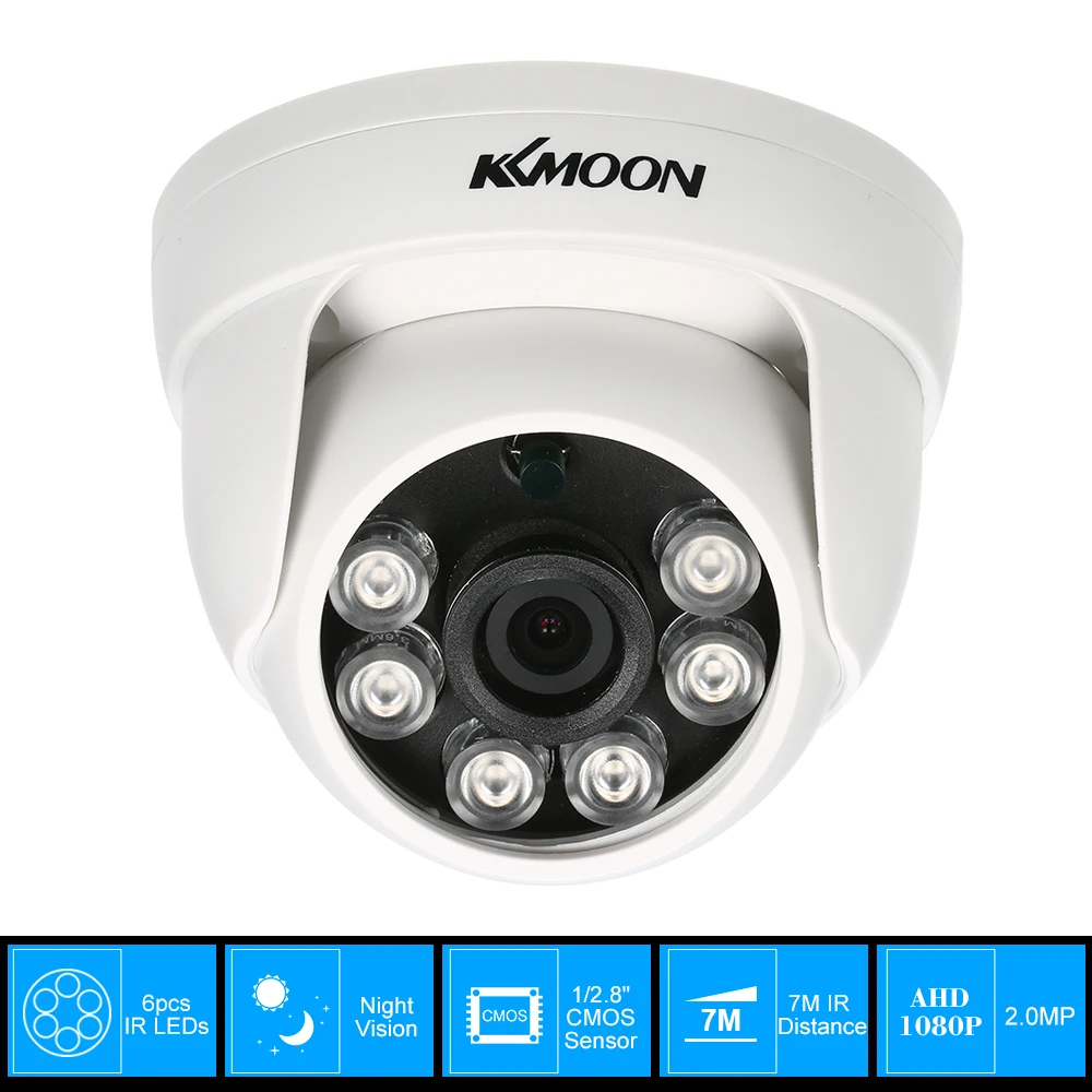 KKmoon 1080P AHD купольная CCTV камера 2.0MP 1/2.8 ''CMOS 6 шт. Массив ИК светодиодов ночного