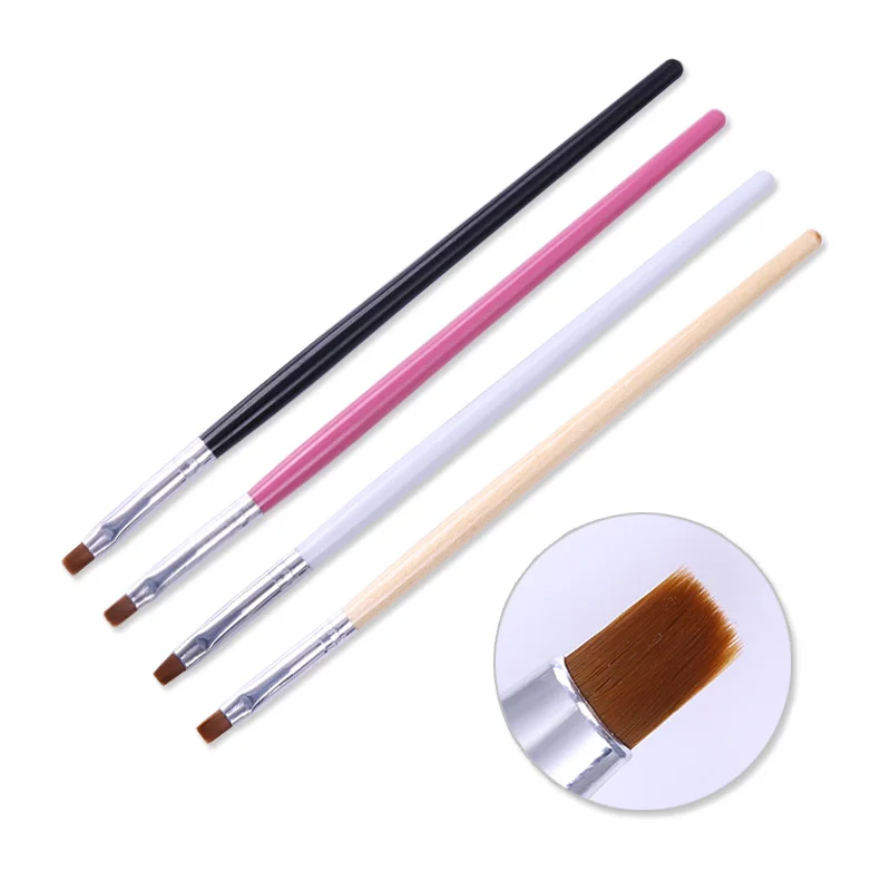 Nail Brush Pen Drawing Painting Flower Black Pink Handle Nail Powder Dust Clean Brush for UV Gel Polish Nail Art Tool