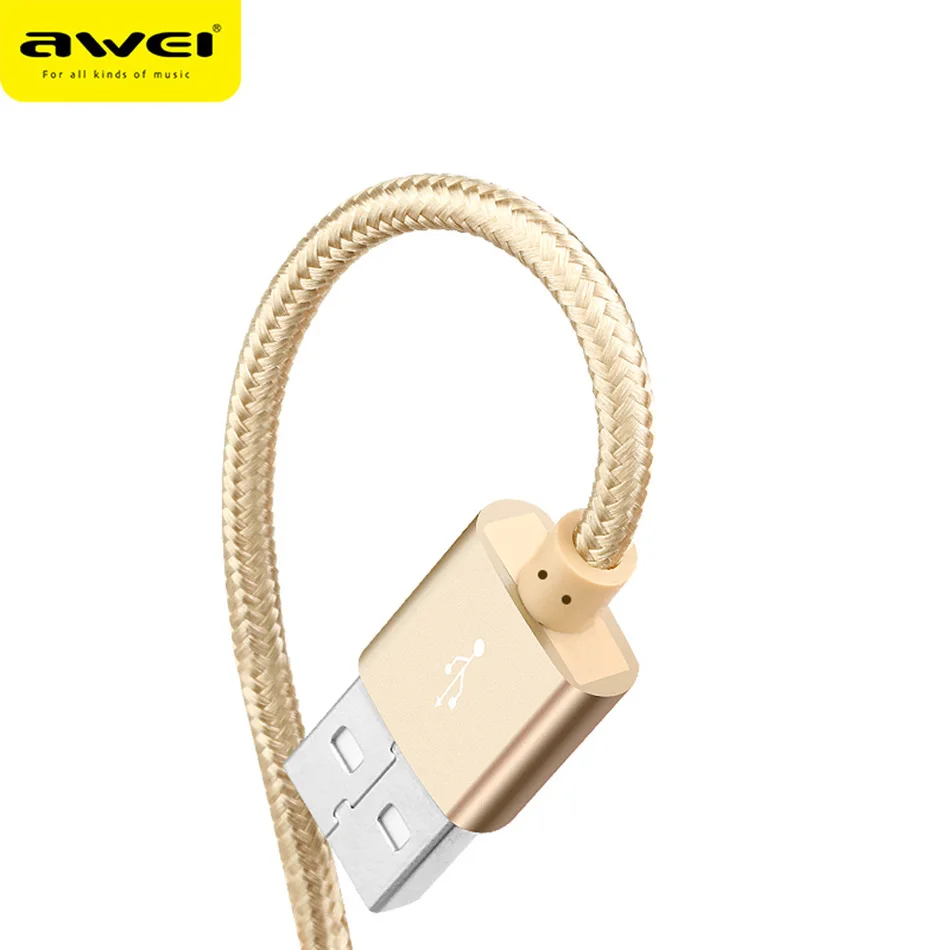 Оригинальные новые AWEI CL 10 Micro USB кабель 3A Mini nylon плетеный передачи синхронизации