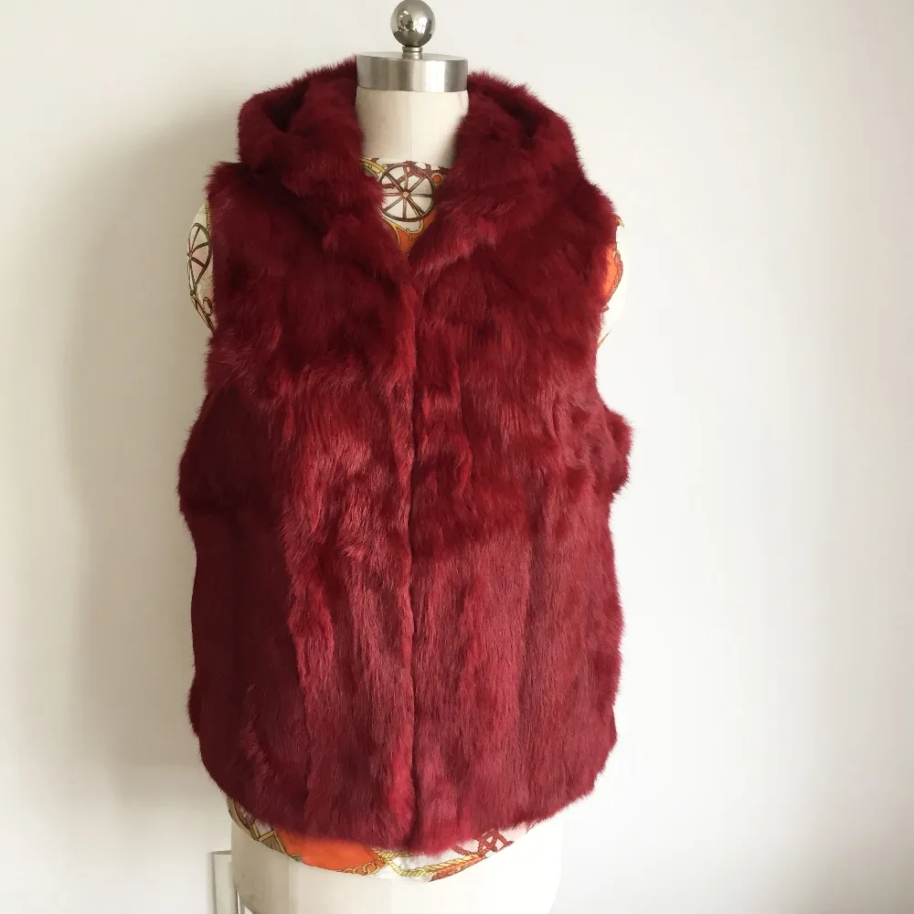 Жилет из натурального кроличьего меха цельная безрукавка цельного кролика TSR23
