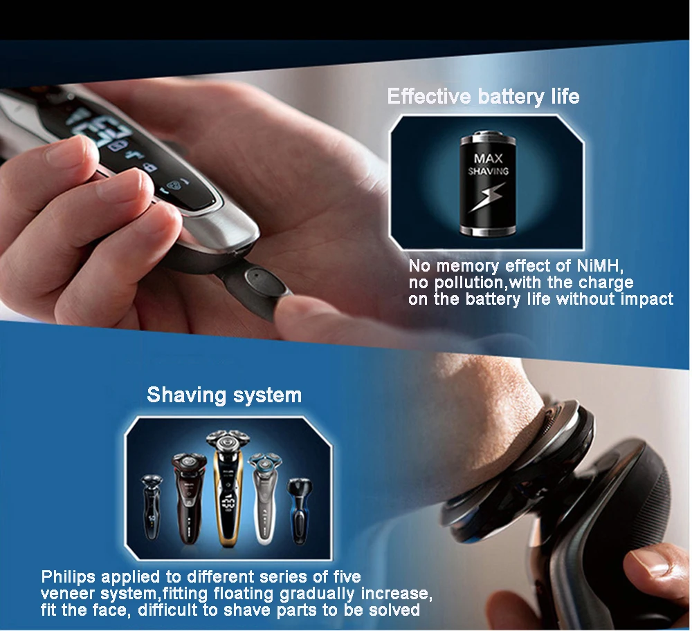 Оригинальные профессиональные электробритвы Philips S5090, вращающиеся, перезаряжаемые, с 3D плавающими головками, моющиеся для мужчин, электрическая бритва