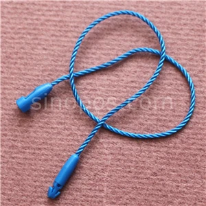 sky blue nylon cord Пластиковая висячая бирка уплотнительная веревка с пулевидной вилкой, нейлоновый хлопковый шнур защелкивающаяся головка петля замок Пряжка модная сумка ценник веревка крепеж - Цвет: sky blue nylon cord