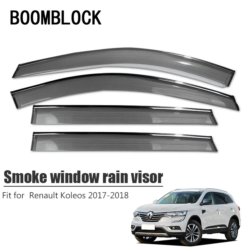 

BOOMBLOCK 4pcs Car Covers Window Visor Sun Rain Wind Deflector Awning Shield ABS For Renault Koleos 2017 2018 Accessories