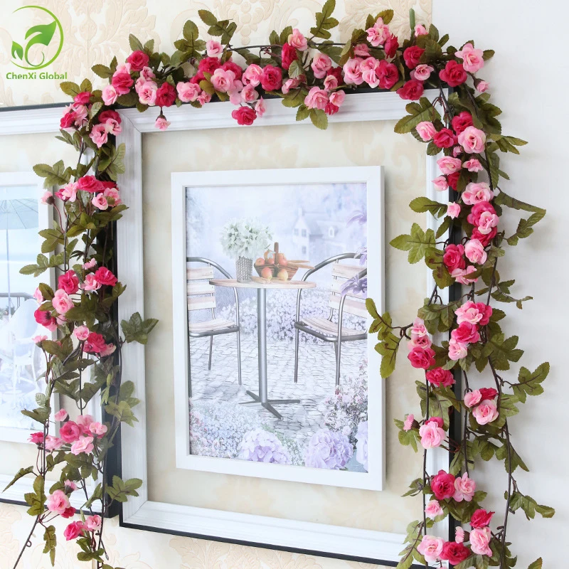 230 см розы искусственные цветы с зелеными листьями гирлянда для развешивания