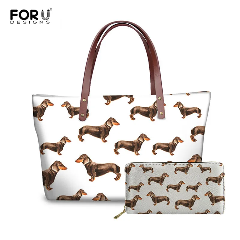 Комплект женских сумок FORUDESIGNS сумки и кошельки Doxie Dachshund с принтом ручками сверху