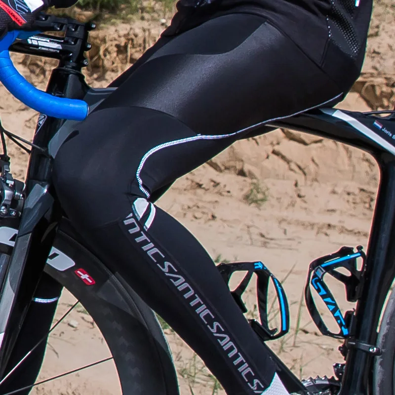 Santic мужские теплые флисовые штаны для велоспорта сохраняющие тепло анти пот MTB