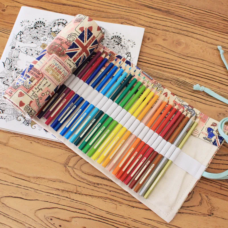 

British flag style Canvas Pencil Case 36/48/72 Holes Roll School Pencil Bag material escolar School Supplies estuche escolar