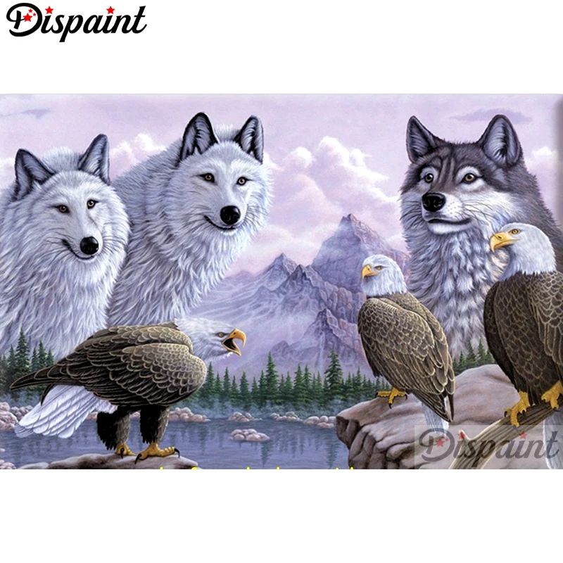 

Dispaint Full Square/Round Drill 5D DIY Diamond Painting "Animal wolf eagle" 3D Embroidery Cross Stitch Home Decor Gift A10595