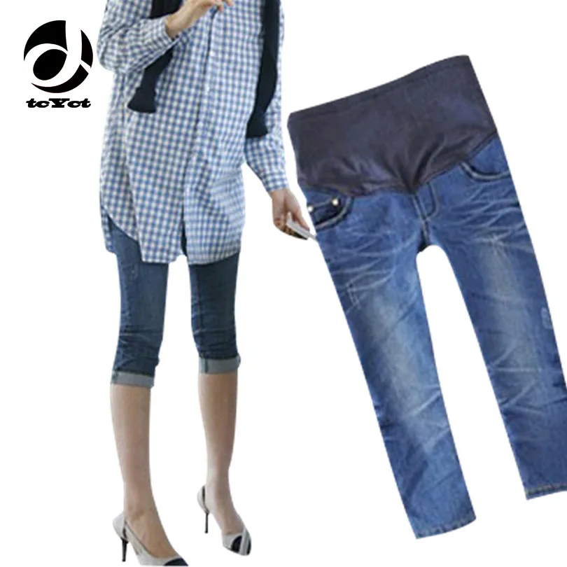 Tcyct гной Размеры Высокая талия джинсы весна для беременных Беременные Для женщин