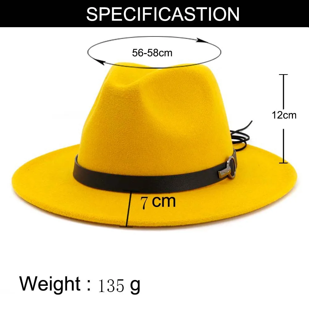 Fashion Autumn and Winter Black Red Fedora Hat Woman and Men Imitation Wool Panama Hats Wide Jazz Hats Caps