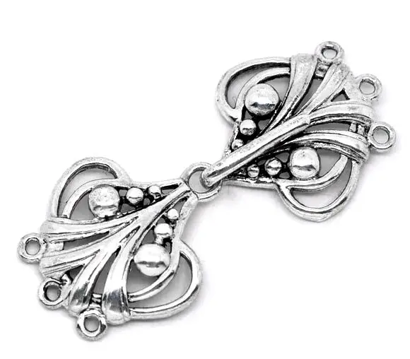 

DoreenBeads Silver Color Heart Charm Hook Sweater Clasps 25x21mm,sold per pack of 5 pairs