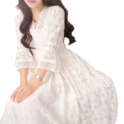 Летнее белое пляжное платье в богемном стиле хит продаж новое длинное кружевное