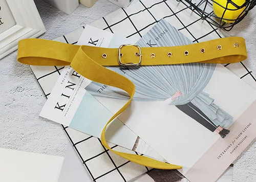 yellowB Длинные вельветовые платья ремни женский узел черный пояс красная Золотая квадратная пряжка украшение Пальто Пояс для свитера Талия женщина - Цвет: yellowB
