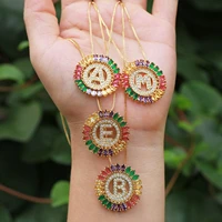 necklace alphabet initial letter pendants necklace rainbrow cubic zirconia chokers chain colar jewelry for lady women