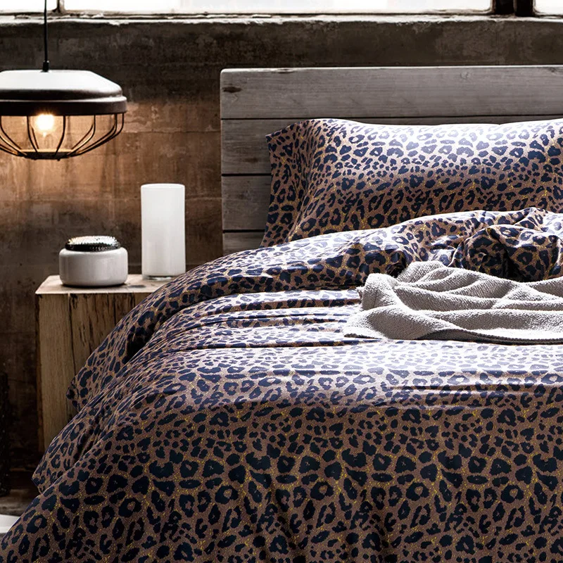 Комплект постельного белья CHAUSUB с леопардовым принтом комплект из 4 простыней