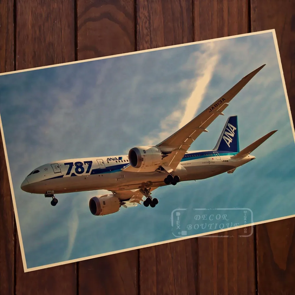 Aна дыхательные пути Боинг 787 dreamliner самолёт винтажная Картина на холсте сплав