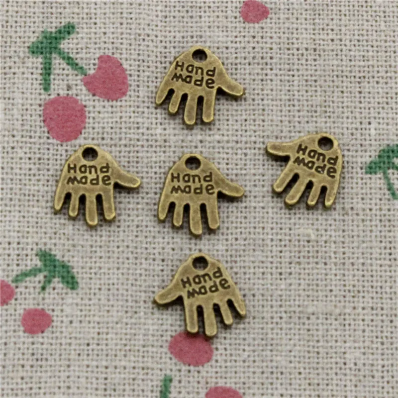 36 шт шармы ладони ручной работы 13*13 мм античный бронзовый винтажный подвески для
