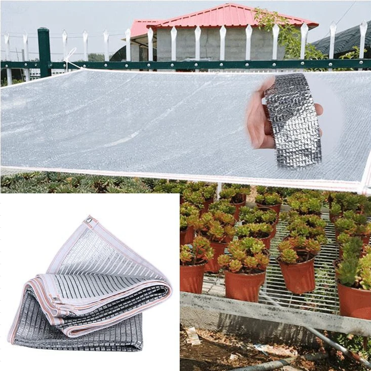 Hi-quality 99% Sunshade Rate Silvery Aluminum Foil Sunshade Net Home Balcony Succulent Plant Cover Shading Net Reflect Sun light