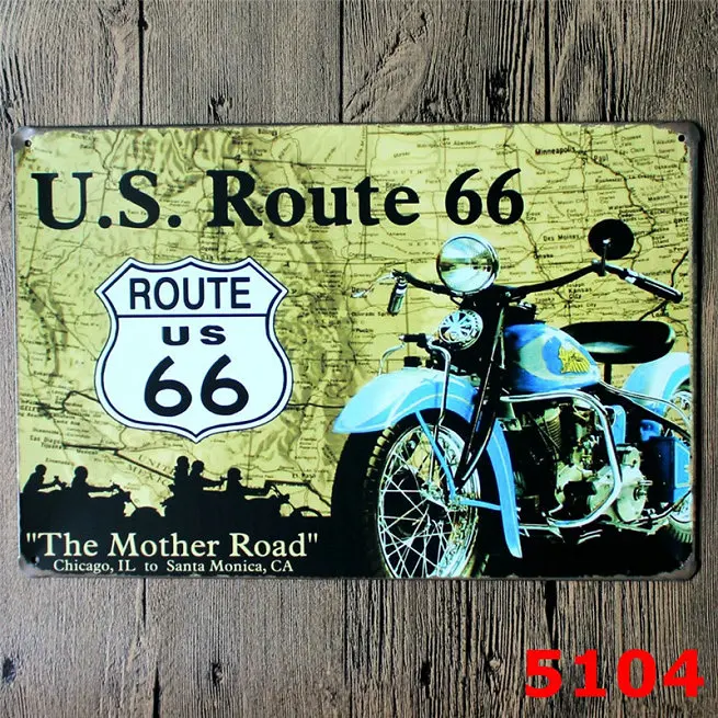 YG250 The Mother Road Route 66 металлические оловянные знаки Техасский старинный газовый автомобиль гараж домашний декор настенные художественные вывески YN029 - Цвет: YG250