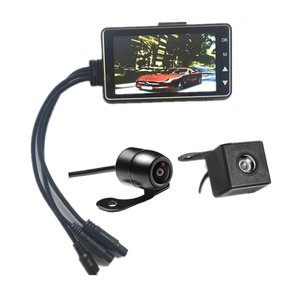 Dash Cam ЖК-дисплей мотоцикл широкий угол вождения легко установить приборную