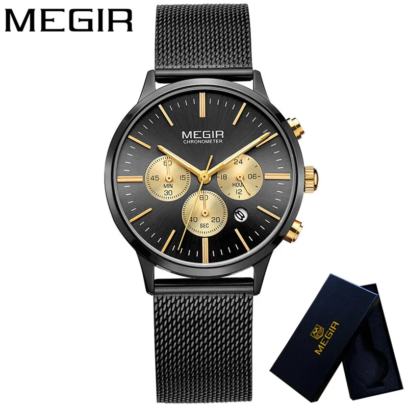 ME2011WS03 with box MEGIR, женские часы, водонепроницаемые, Лидирующий бренд, Роскошный хронограф, женские наручные часы, нержавеющая сталь, классический браслет, женские часы, 2011 - Цвет: ME2011WS03 with box