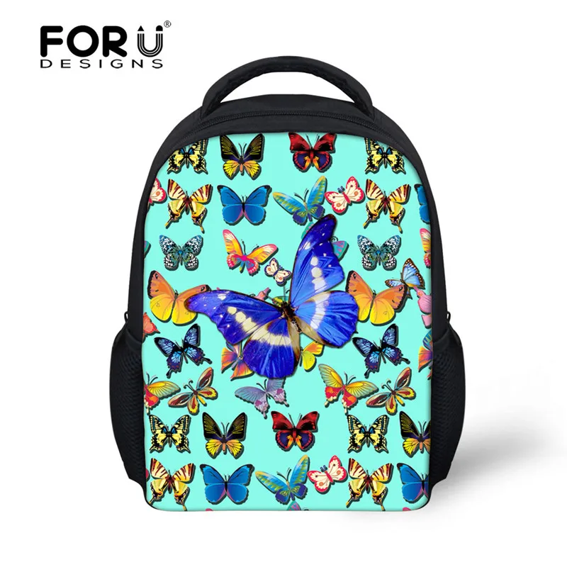 FORUDESIGNS/рюкзак с принтом бабочки для девочек и мальчиков Mochila маленькие черные