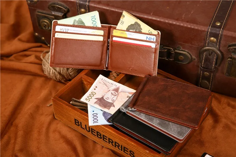 KUDIAN BEAR кожаный мужской кошелек с зажимом для денег мужской Тал зажим Rfid Тонкий зажим минималистичный кошелек carteras Minimalista-BID196 PM49