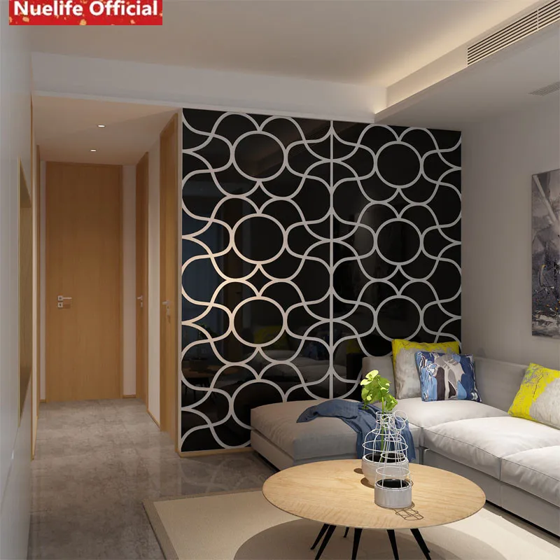 Большие Волнистые волнистые Акриловые 3D зеркальные наклейки для гостиной, спальни, отеля, крыльца, телевизора, дивана, настенные декоративные зеркальные наклейки