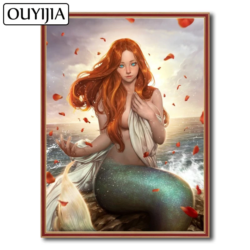OUYIJIA Русалка красота 5D Сделай Сам сирена Сексуальное Животное мультфильм