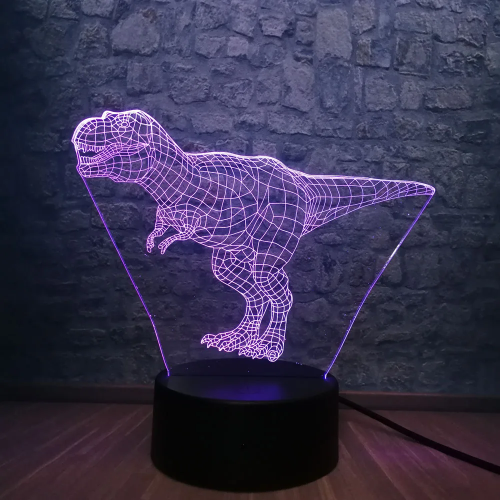 3D лампа с животными динозаврами тираннос милый Парк Юрского периода 7 цветов меняющийся Ночной светильник RGB светильник для спальни
