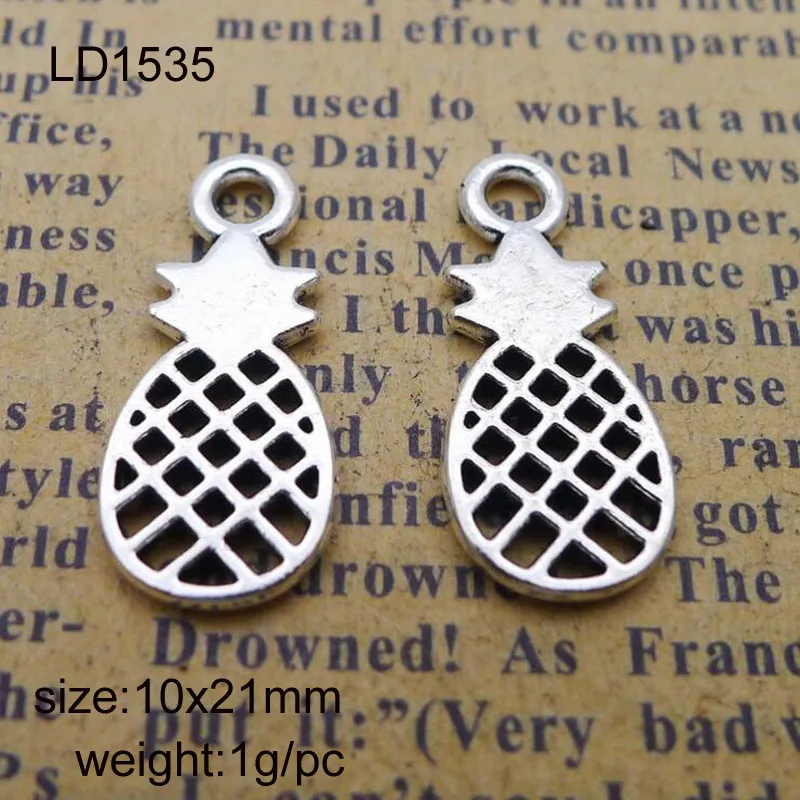 

50pcs 10x21mm Antique Silver Alloy Fruit Pineapple Charms Pendants