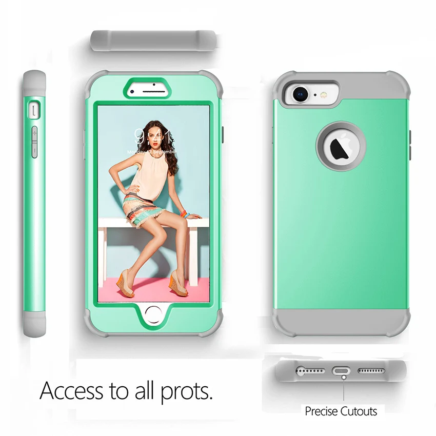 Funelego 3 в 1 PC силиконовый гибридный жесткий резиновый защитный чехол для iPhone 6/6sp 7p 8