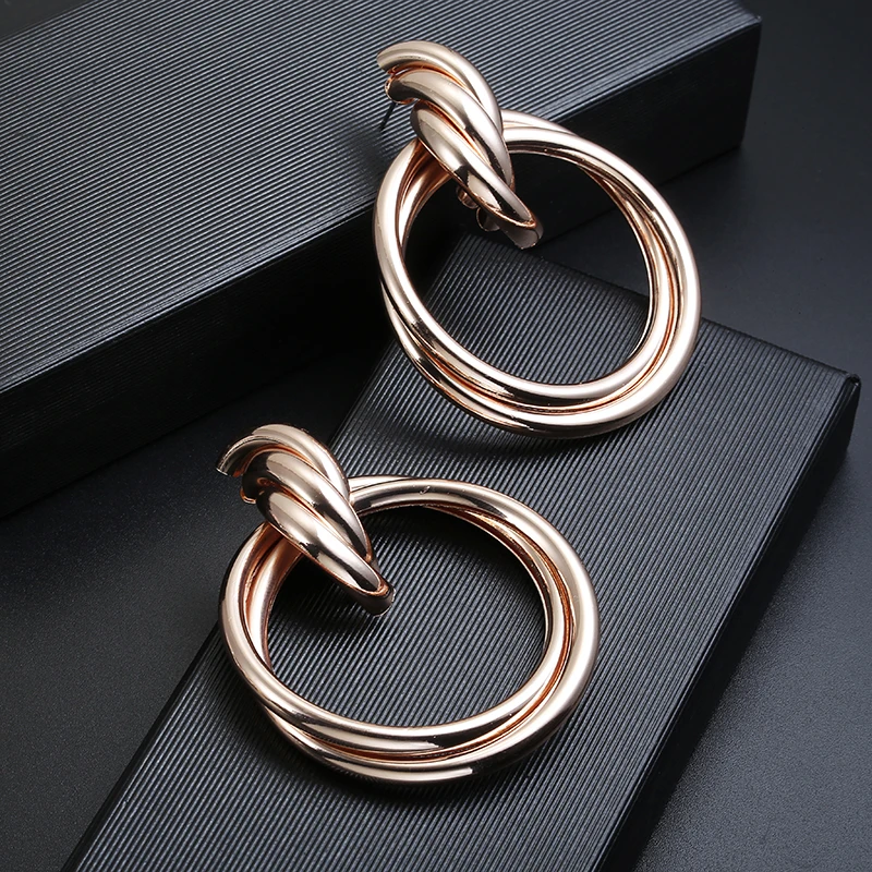 Большие металлические висячие серьги ZA для женщин геометрические трендовые