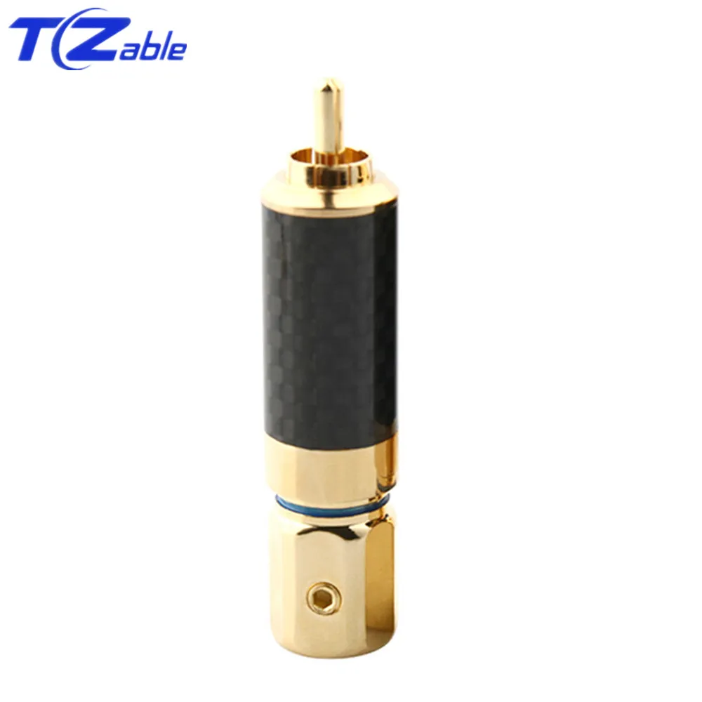 Blue RCA HiFi аудио разъем динамик штекер DIY припой разъем для сращивания проводов адаптер углеродное волокно медь динамик терминал RCA штекер - Цвет: Blue