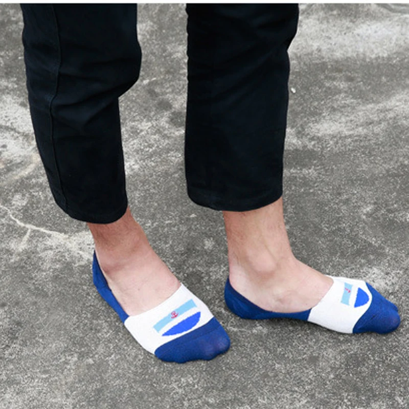 5 пар модные мужские носки Противоскользящие невидимые темно-синие