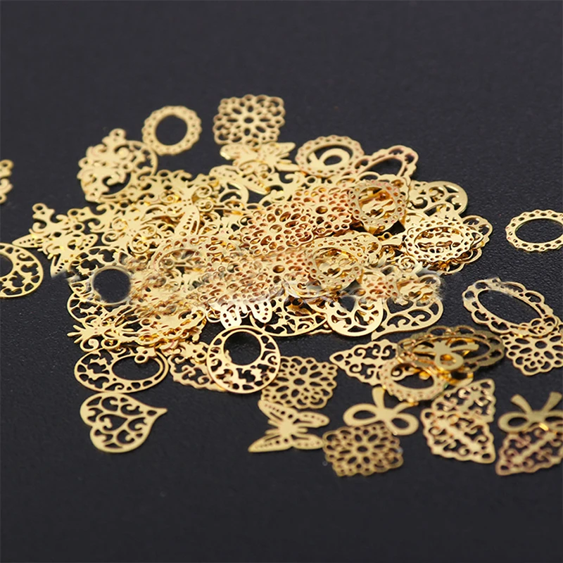 Заклепки для ногтей ультратонкие Полые Цветы луна Бабочка смешанный стиль