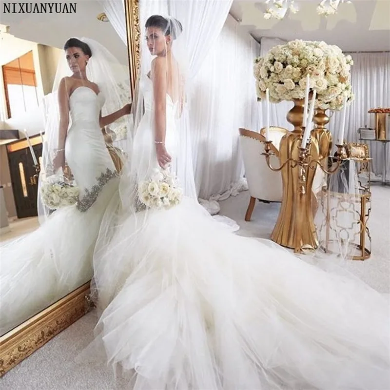Vestido De Noiva Сексуальная Милая Длина до пола русалка свадебное платье на заказ