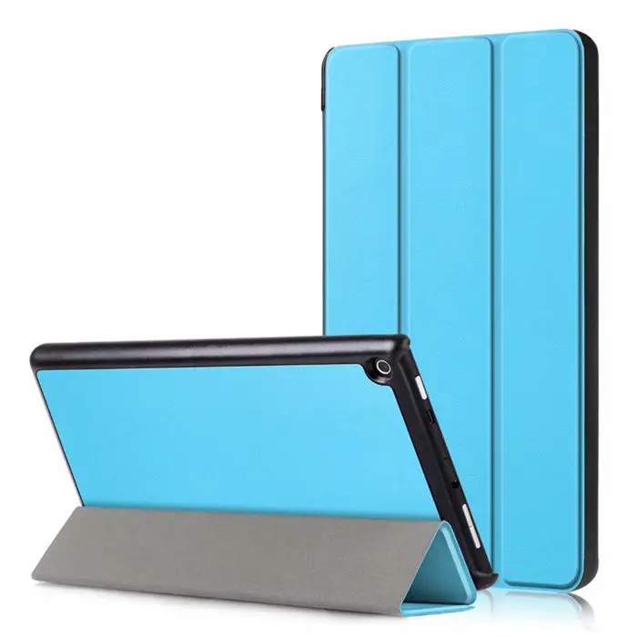 Light blue Для Amazon New Fire HD8 из искусственной кожи тонкий 8 ''планшетный ПК чехол-подставка для Amazon Fire HD8 HD 8 Smart Sleep Skin Funda - Цвет: Light blue