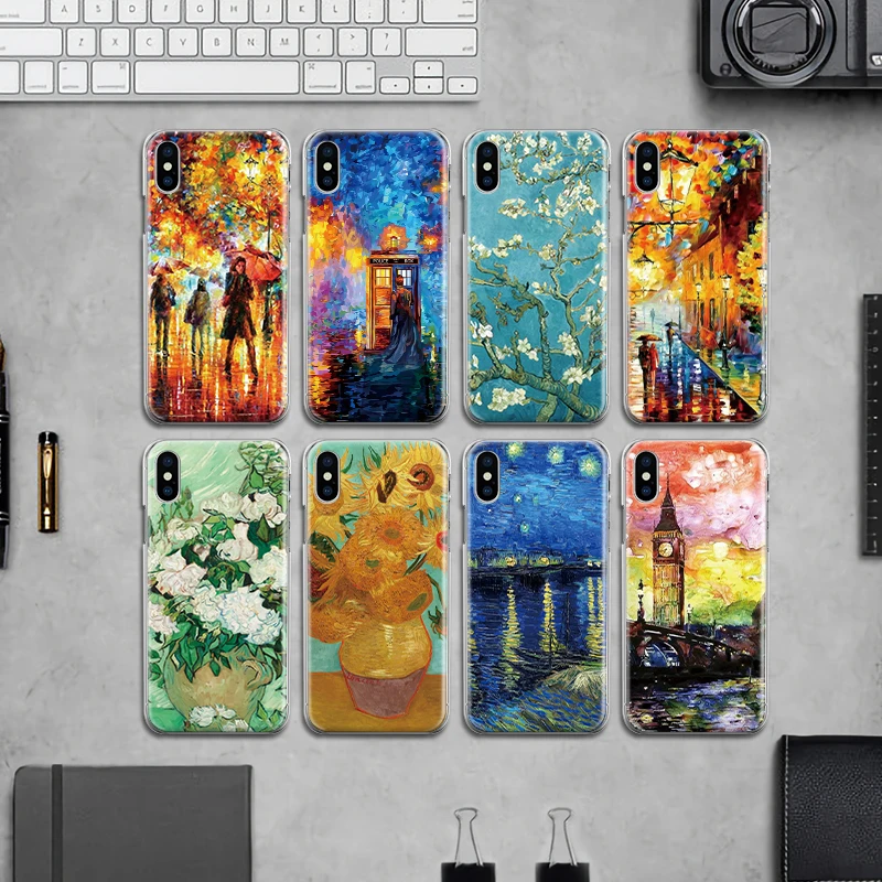 Тренд Ван Гог Картина маслом задняя чехол для Iphone 4, 4S 5 5S SE 6 6 S 7 8 Plus X Жесткий Чехол для ПК Fundas Coque