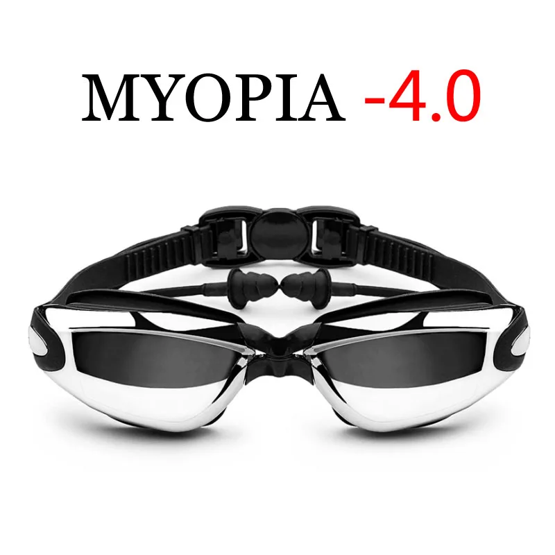 Myopia Black -4.0 Очки для плавания для близорукости, очки для мужчин и женщин, профессиональные очки для плавания для взрослых, водонепроницаемые оптические очки для дайвинга - Цвет: Myopia Black -4.0