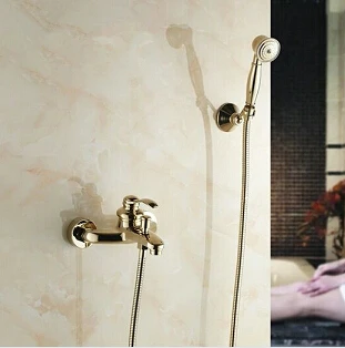 Роскошный настенный кран для ванной комнаты с керамической ручной душевой
