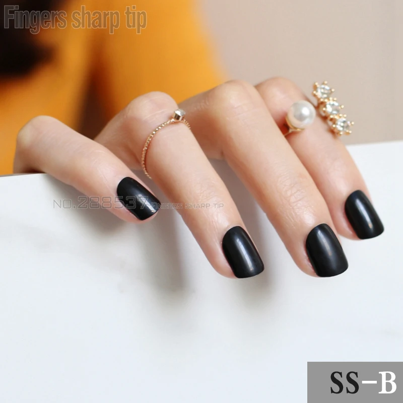 Новинка 2017 24 шт. искусственные ногти чистый черный цвет конфеты короткий абзац